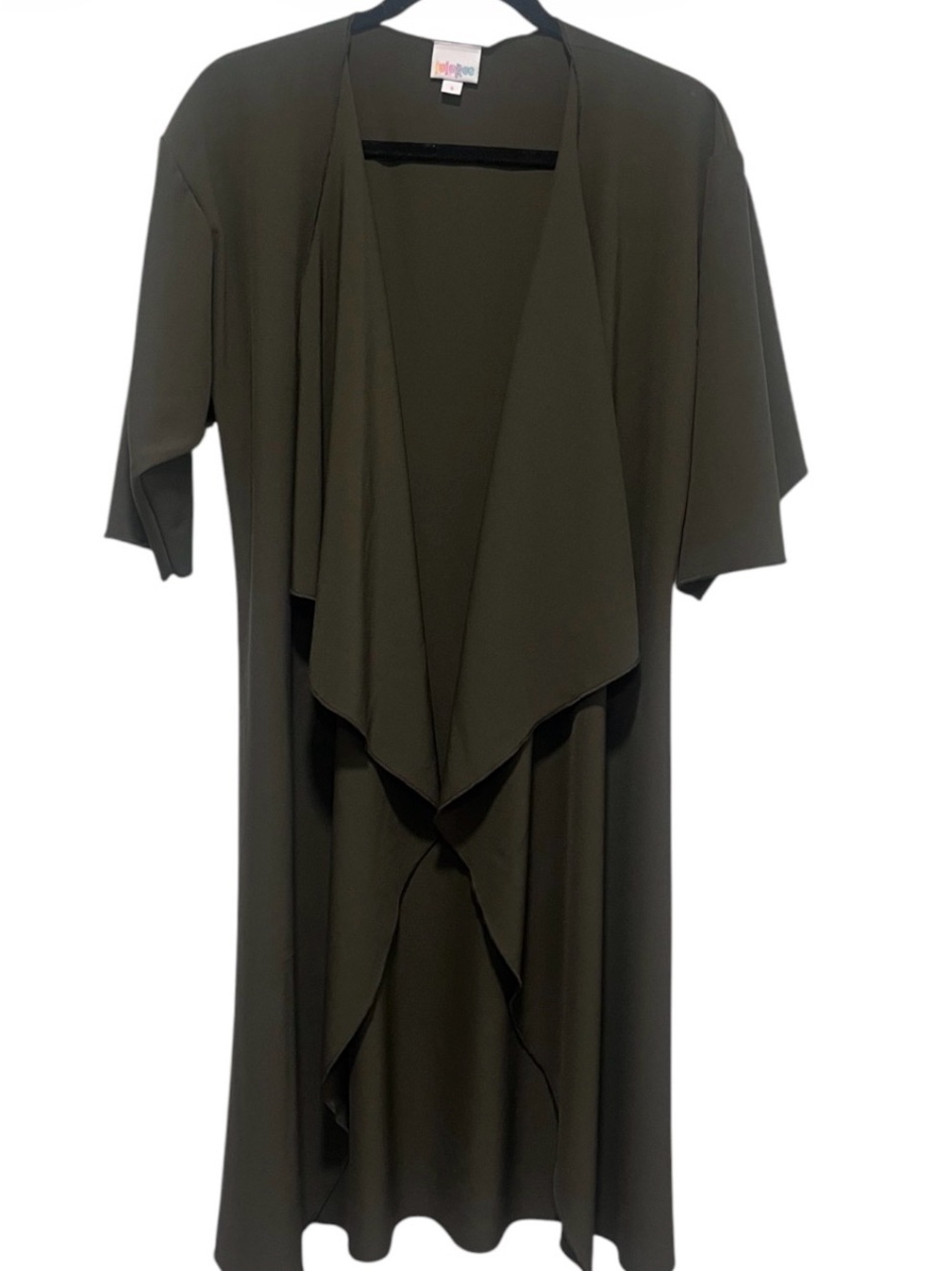 LuLaRoe Shirley Kimono Small Olive Green Long Draped Open Front